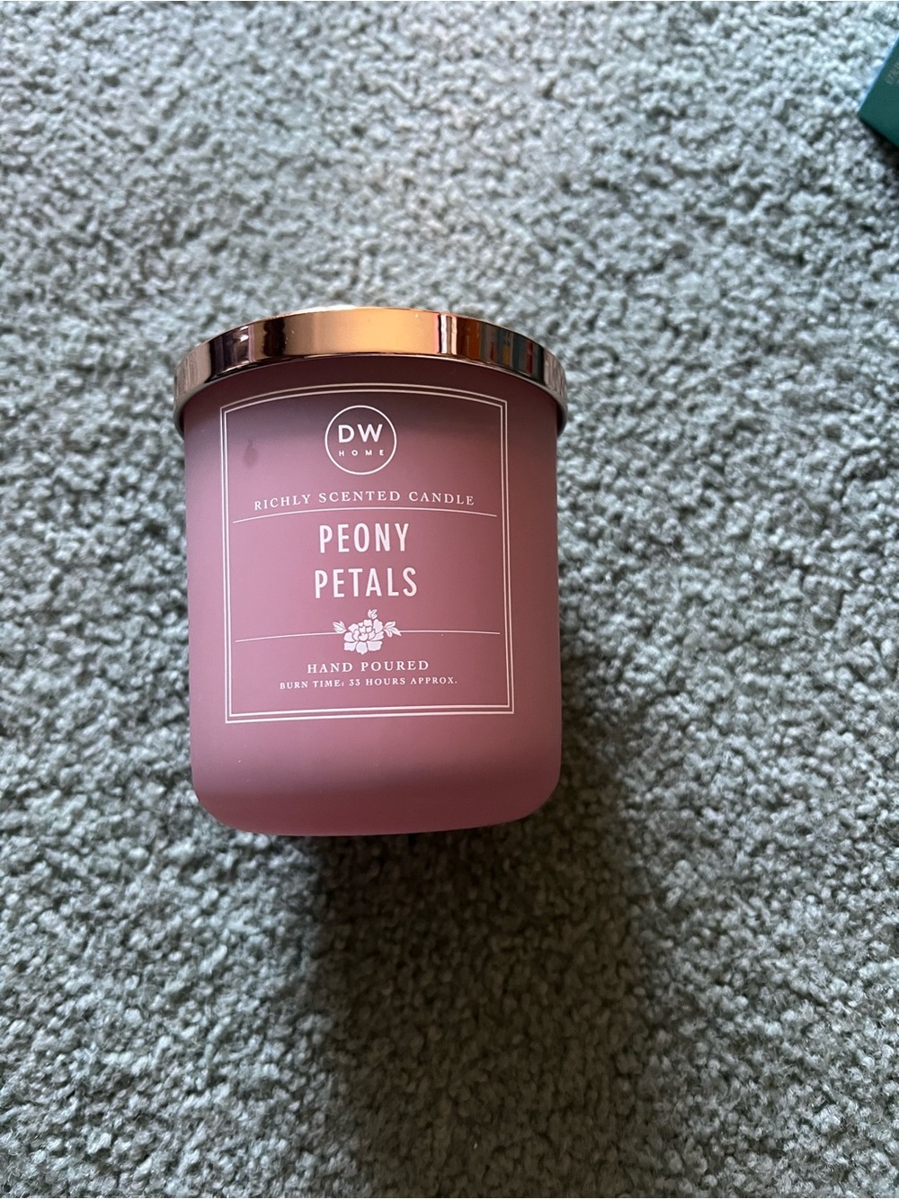 DW Home Peony Petals Candle - Rose Gold Lid, Dusty Pink Jar
